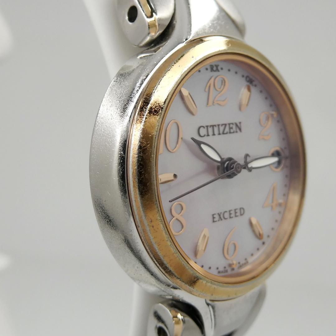 ✴良品稼働品 EXCEED 白蝶貝文字盤 チタン 電波ソーラー 15.5㎝