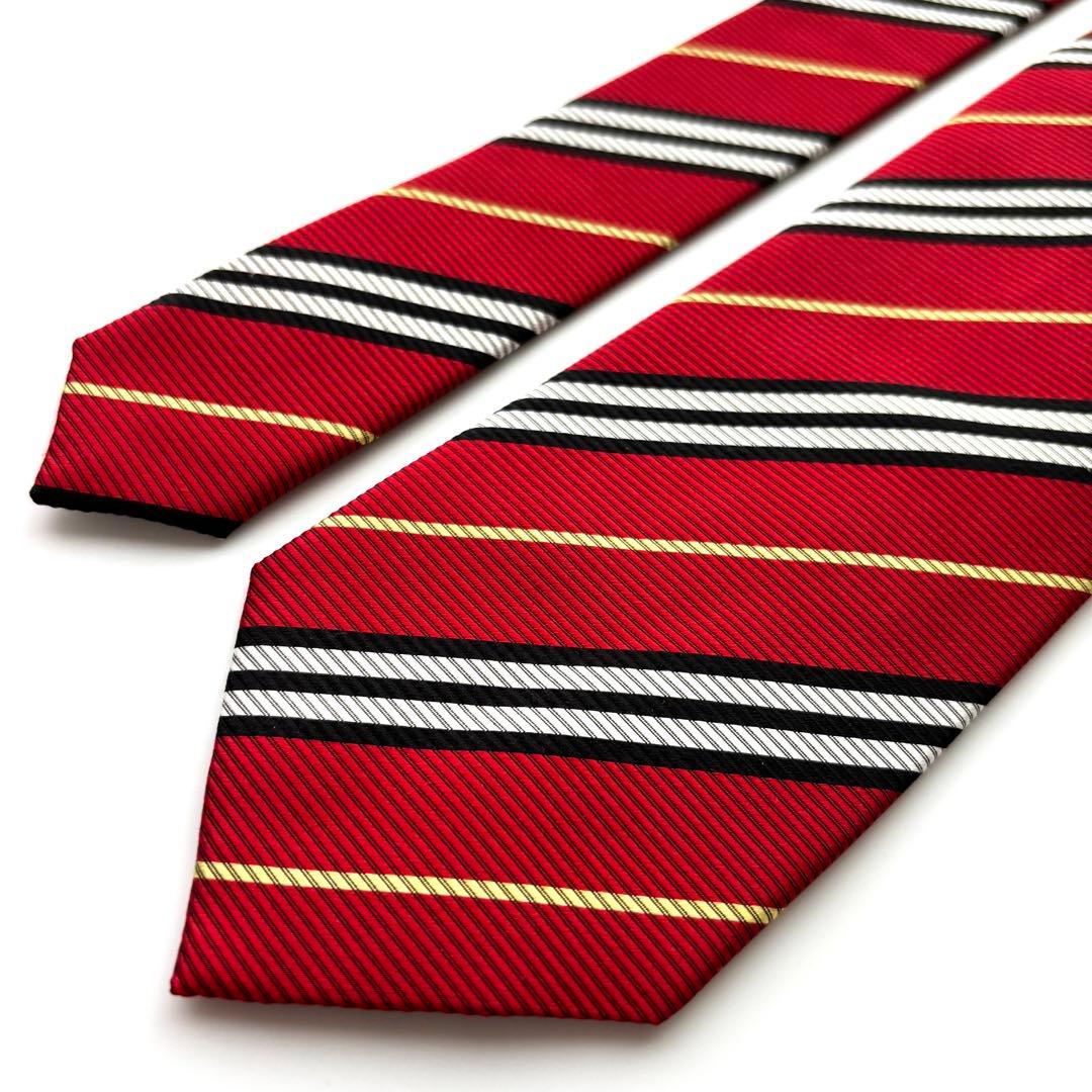 ※くま様꧁新品未使用꧂ バーバリーブラックレーベル ネクタイ ストライプ レッド