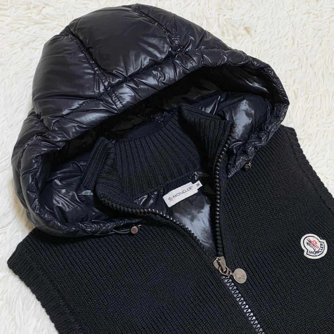 【美品】モンクレール ダウンベスト ハイブリッド フード付き ブラック M