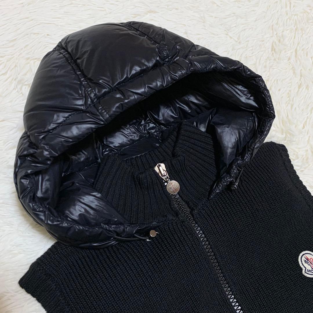 【美品】モンクレール ダウンベスト ハイブリッド フード付き ブラック M