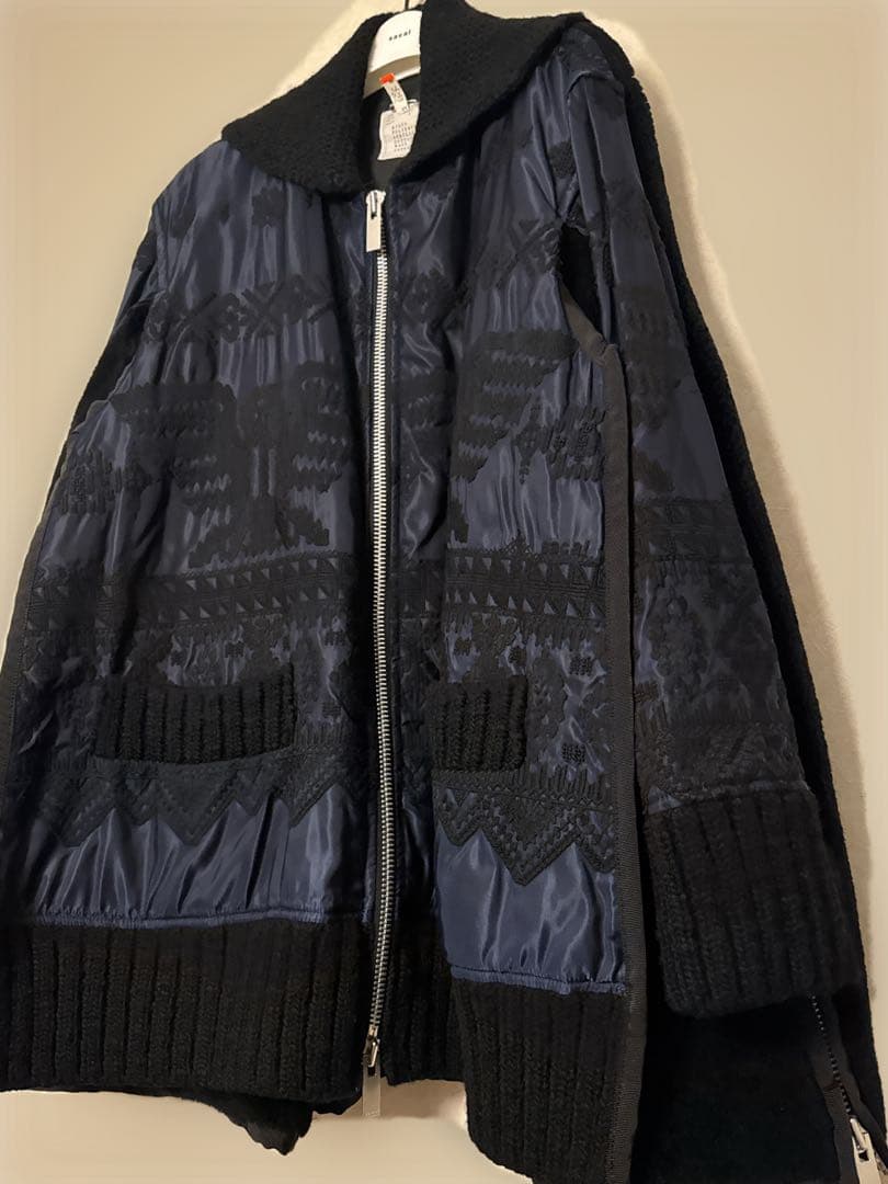 Sacai サカイ　✰美品✰ コレクション✰刺繍　ボア　コート　MA-1 ニット