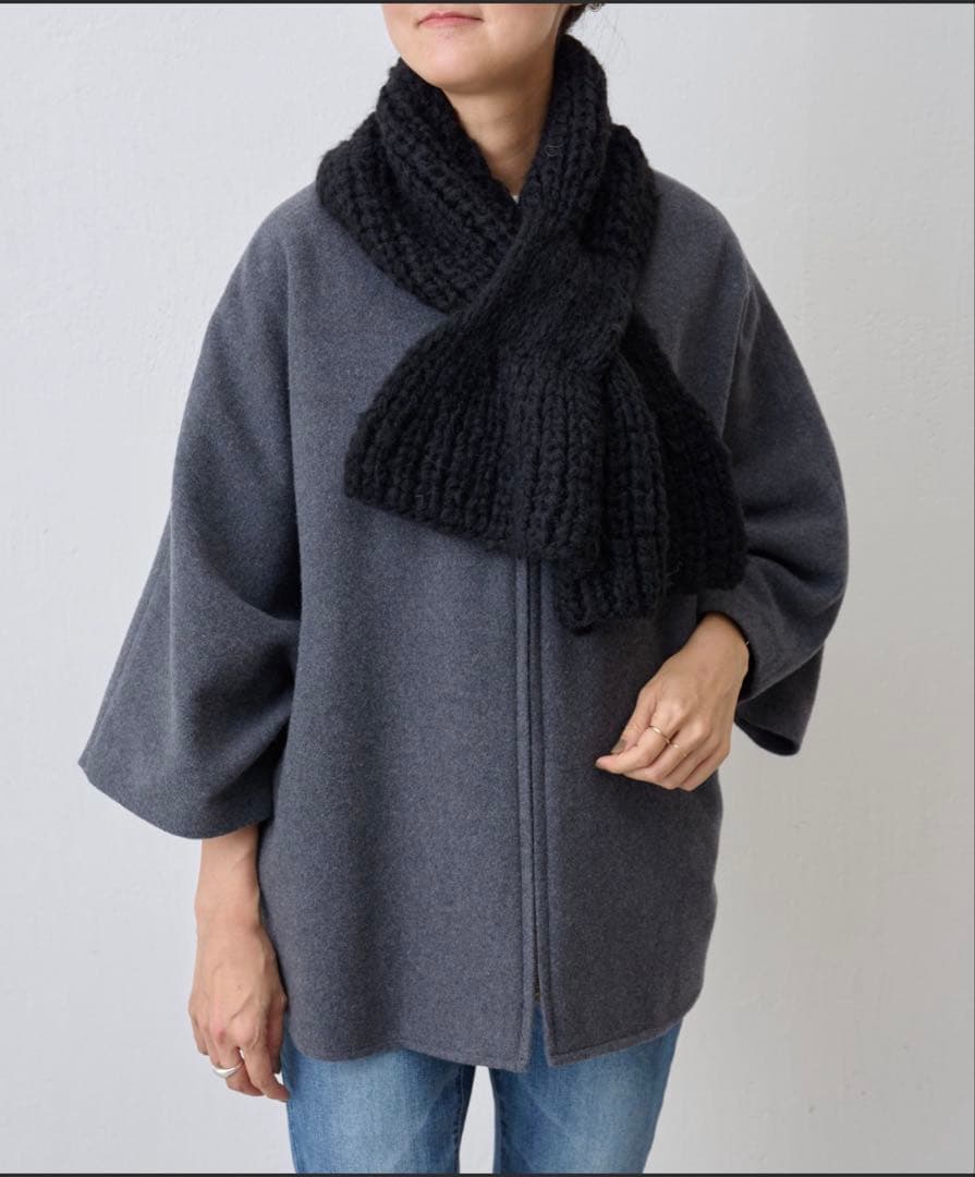 未使用近　ウールポンチョコート　グレー　定価44,000