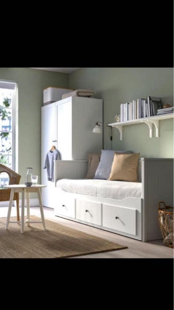 IKEA HEMNES デイベッド 白 収納 引き出し付き／東京23区 引取希望