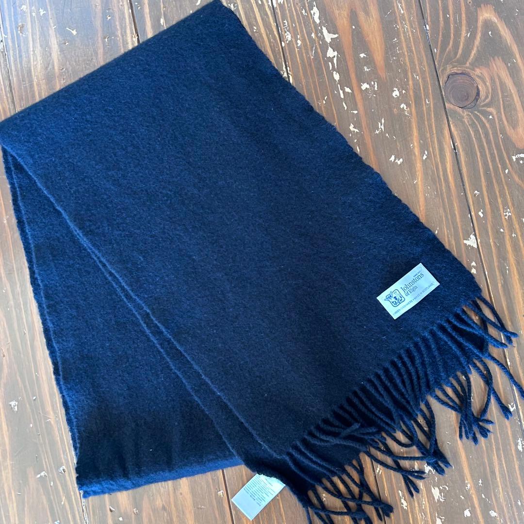 Johnstons of Elgin 100%カシミヤ マフラー 黒180x25