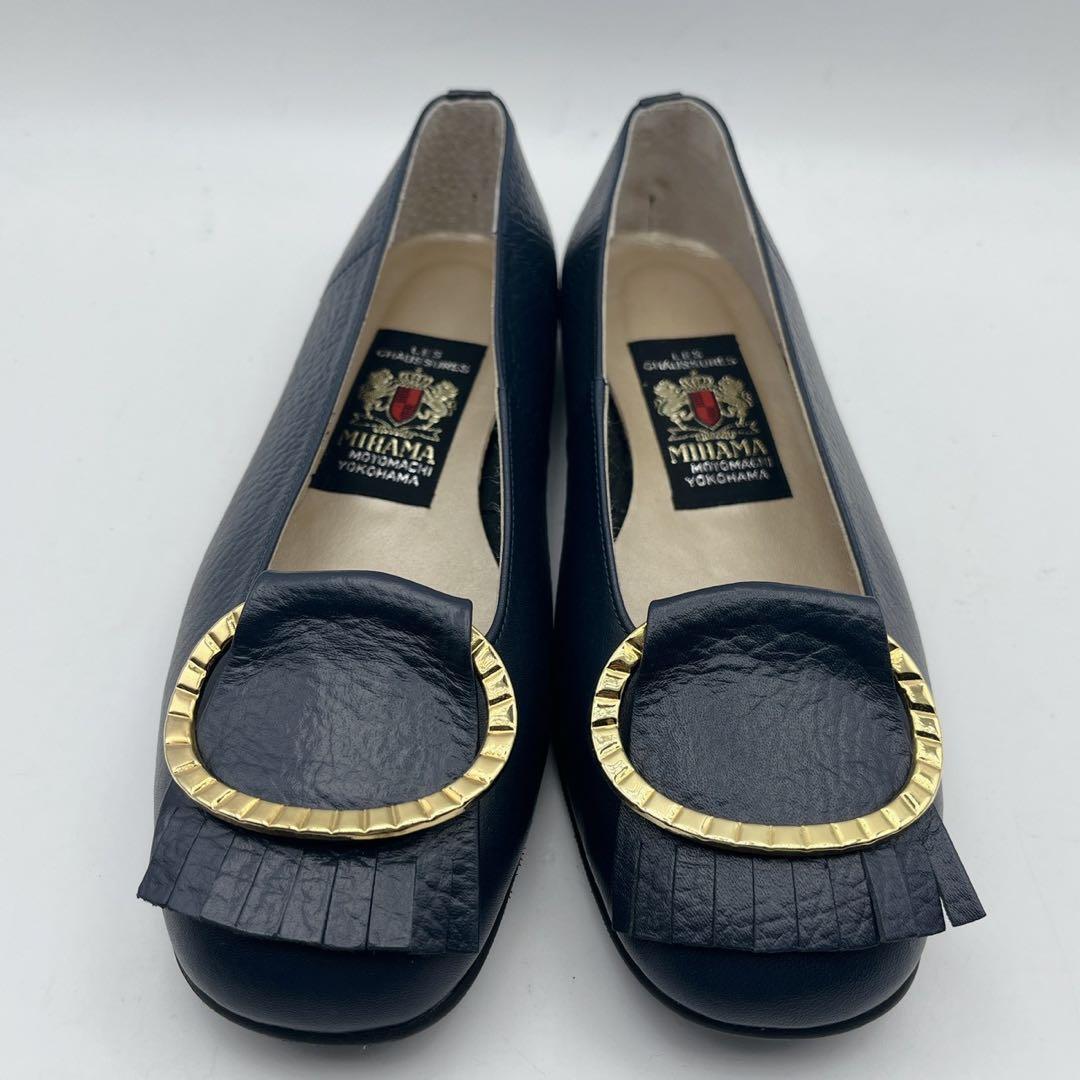 極美品✨定番❗️ミハマ カッターシューズ フラットシューズ ネイビー 23.5