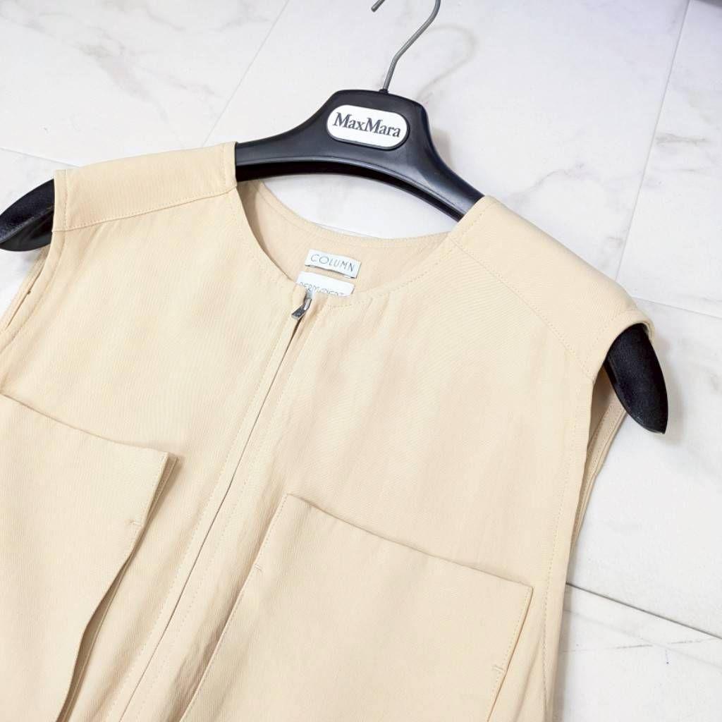 近年・美品✨コラム ワークデザインジャンプスーツ ウエストリボン オールインワン