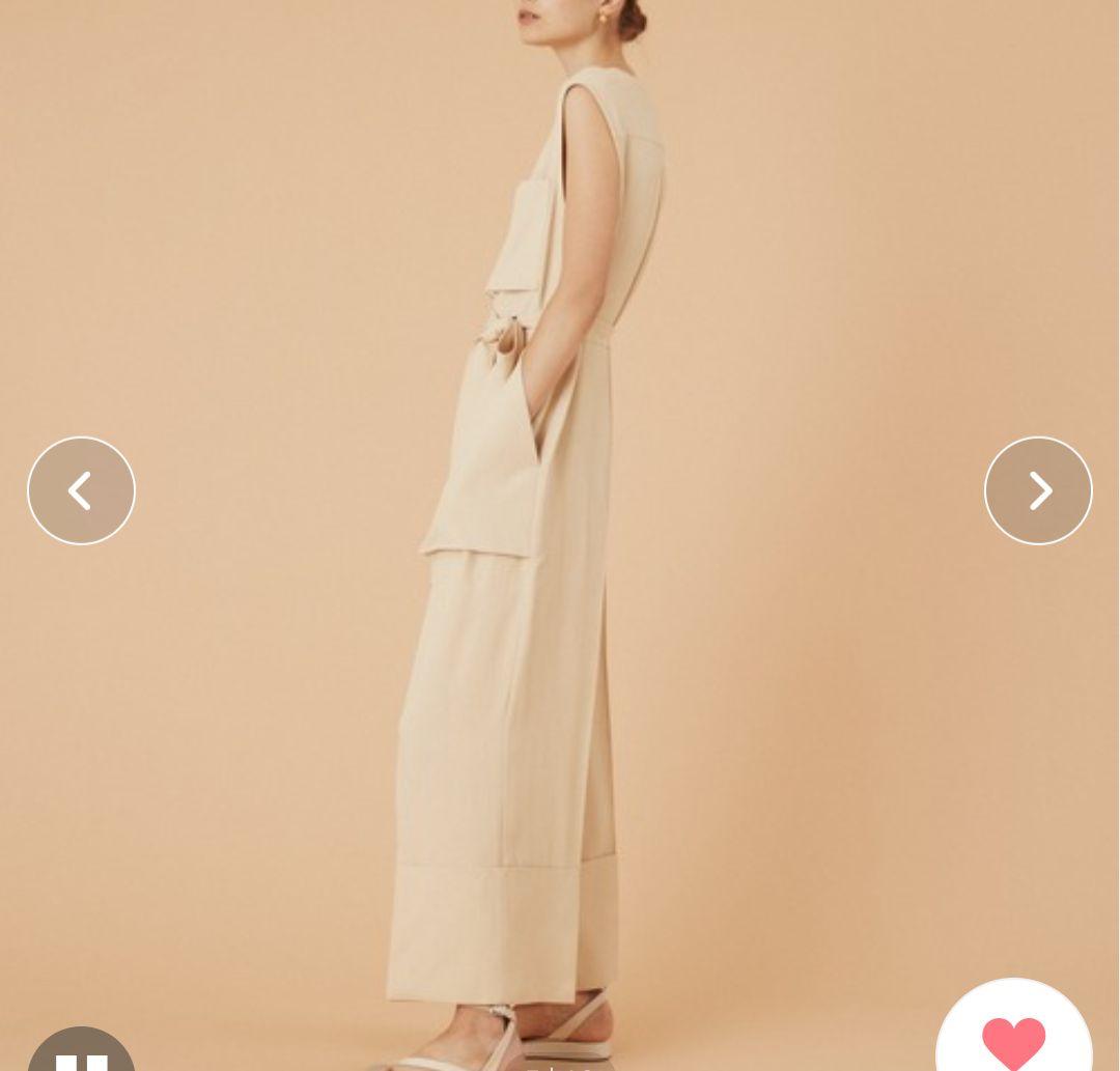 近年・美品✨コラム ワークデザインジャンプスーツ ウエストリボン オールインワン