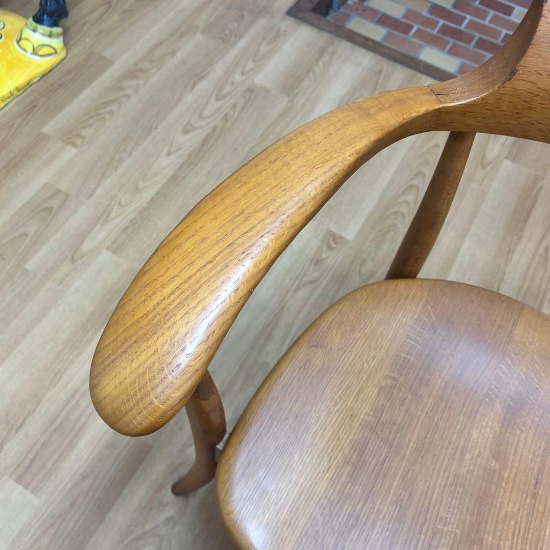 飛騨産業 キツツキ クレセント オーク無垢材 ダイニングチェア　北欧風　割れあり