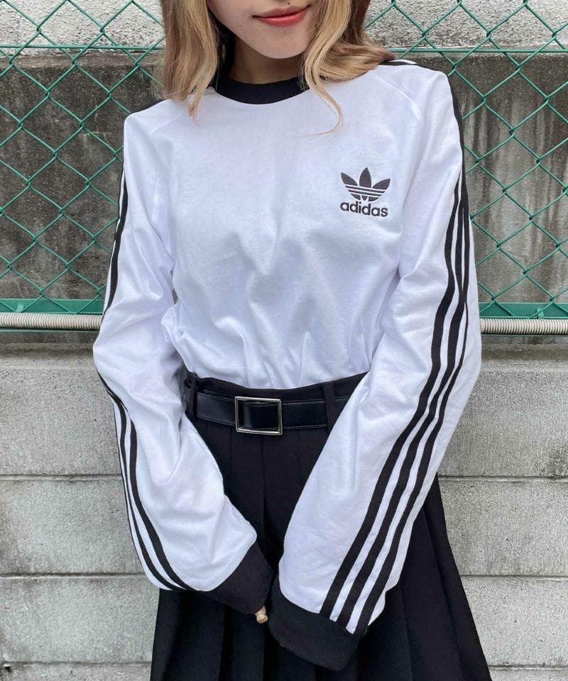 アディダス ロンT Mサイズ 長袖 Tシャツ スリーストライプス 白