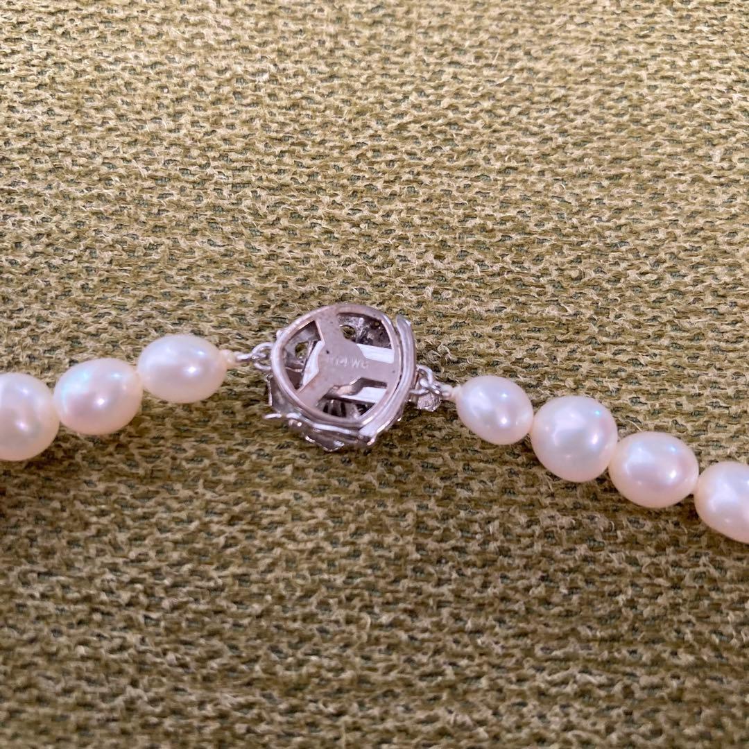 k14WG パール　真珠ネックレス　難あり