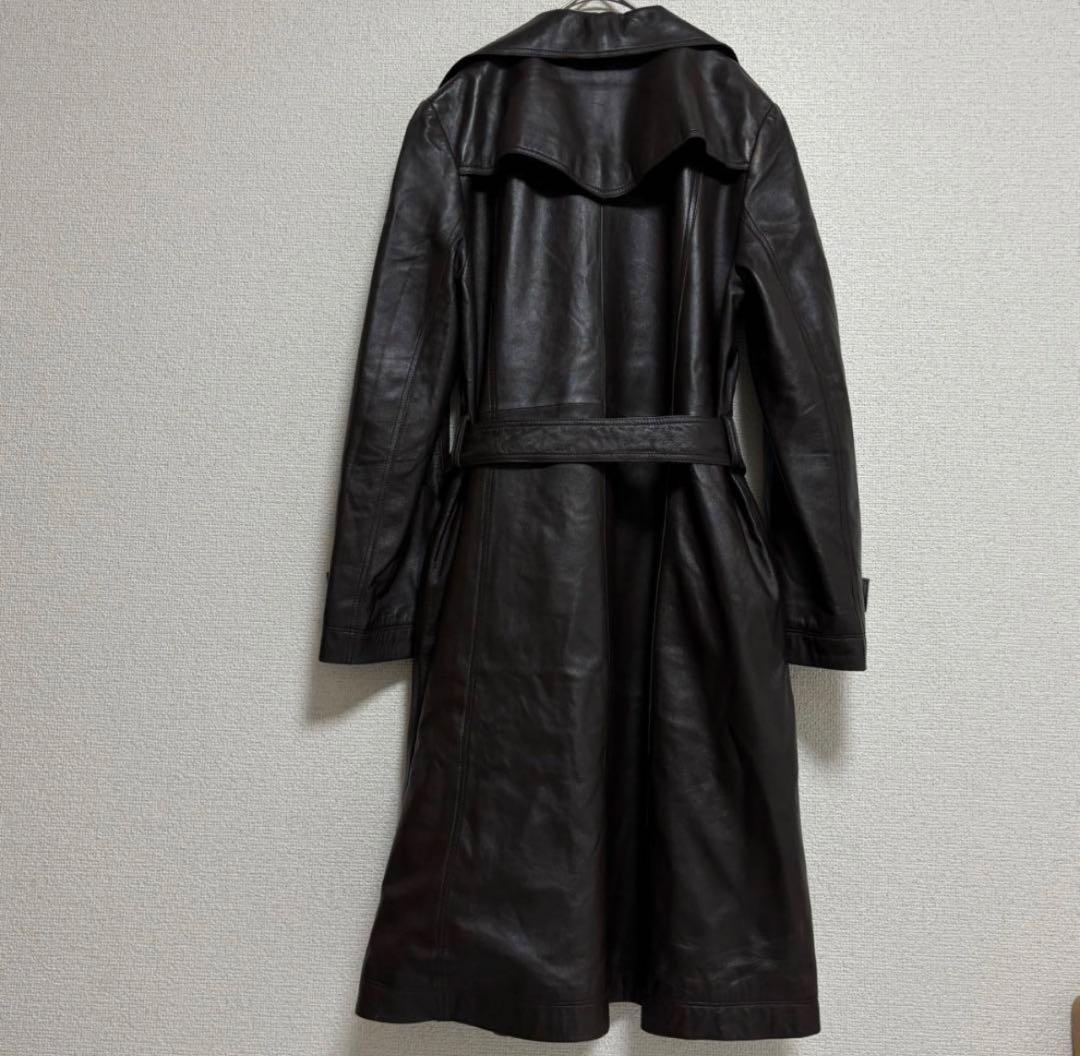 バルマン トレンチコート ラムレザー 羊革 ロング　ベルト付き アウター 上品