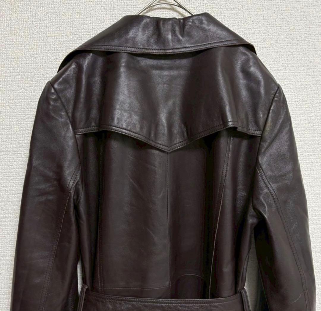 バルマン トレンチコート ラムレザー 羊革 ロング　ベルト付き アウター 上品