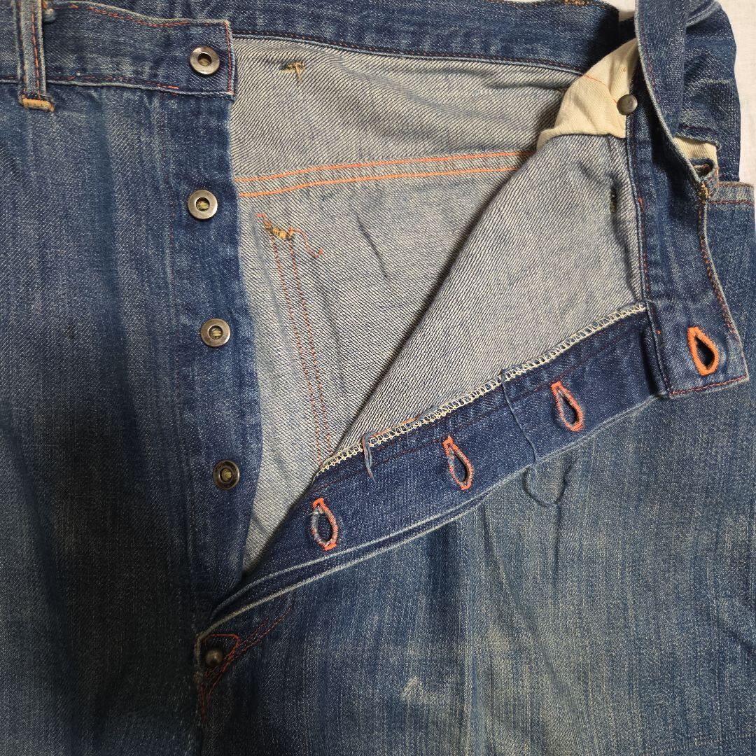 ​激レア 40s 大戦期 ペインターパンツ 股リベ ドーナツボタン 濃紺 W40