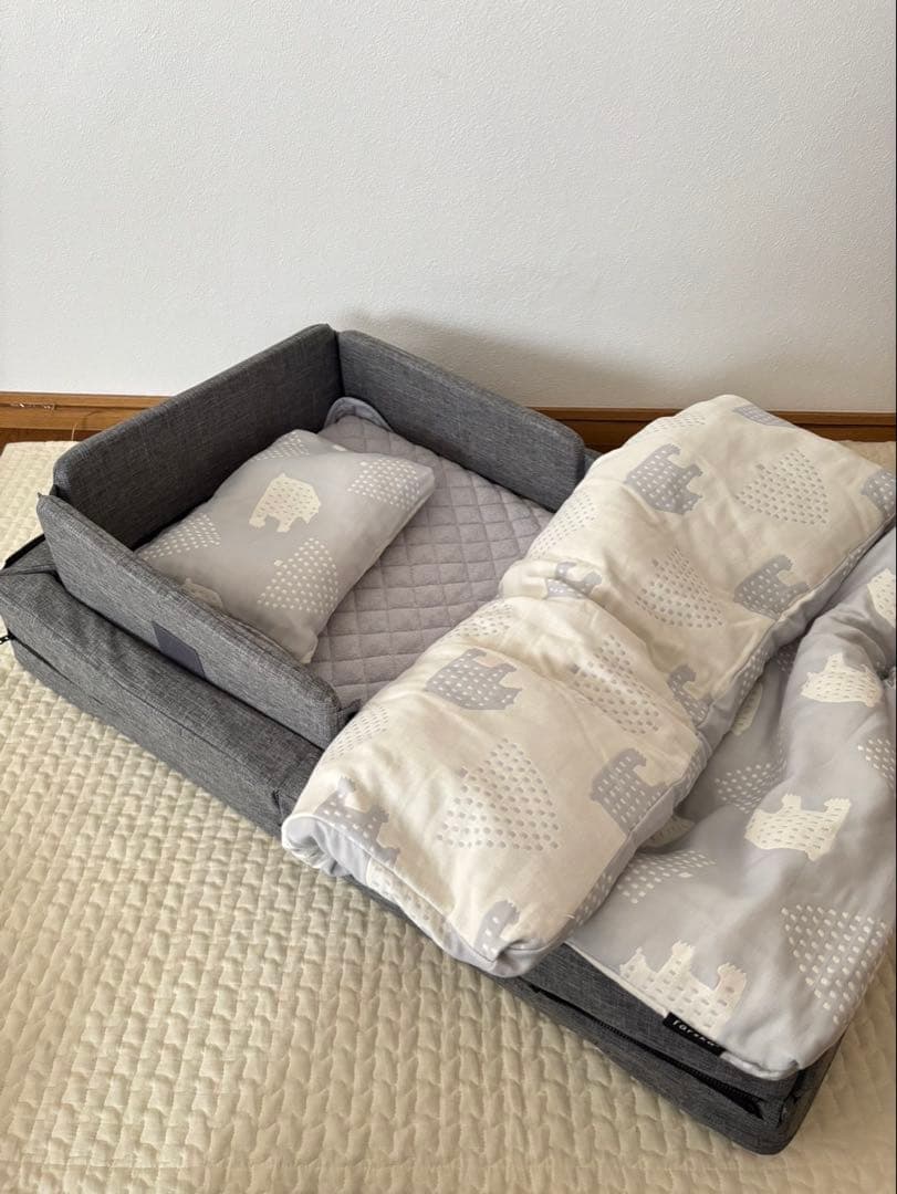 ＊美品＊ファルスカ コンパクトベッドFree メランジグレー