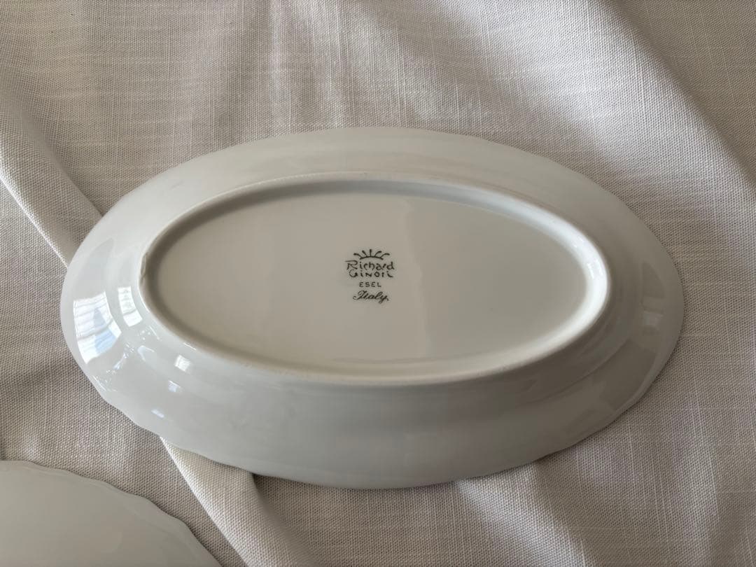 【美品】リチャードジノリ　ベッキオホワイト　ピクルス　オーバル　２枚まとめて