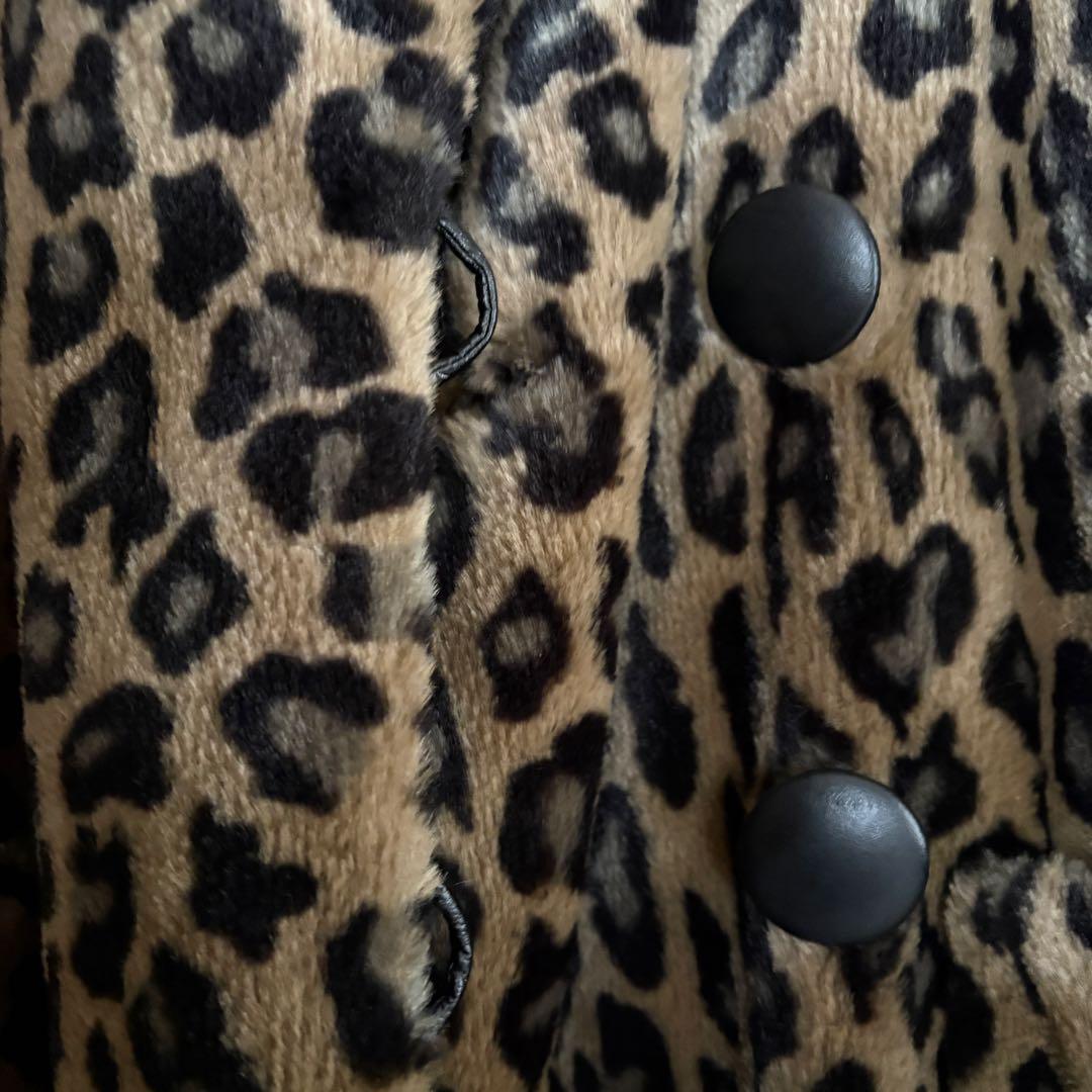 伊太利屋　レオパード柄 フェイクファーコート　ヒョウ柄アニマル　ロング　Aライン