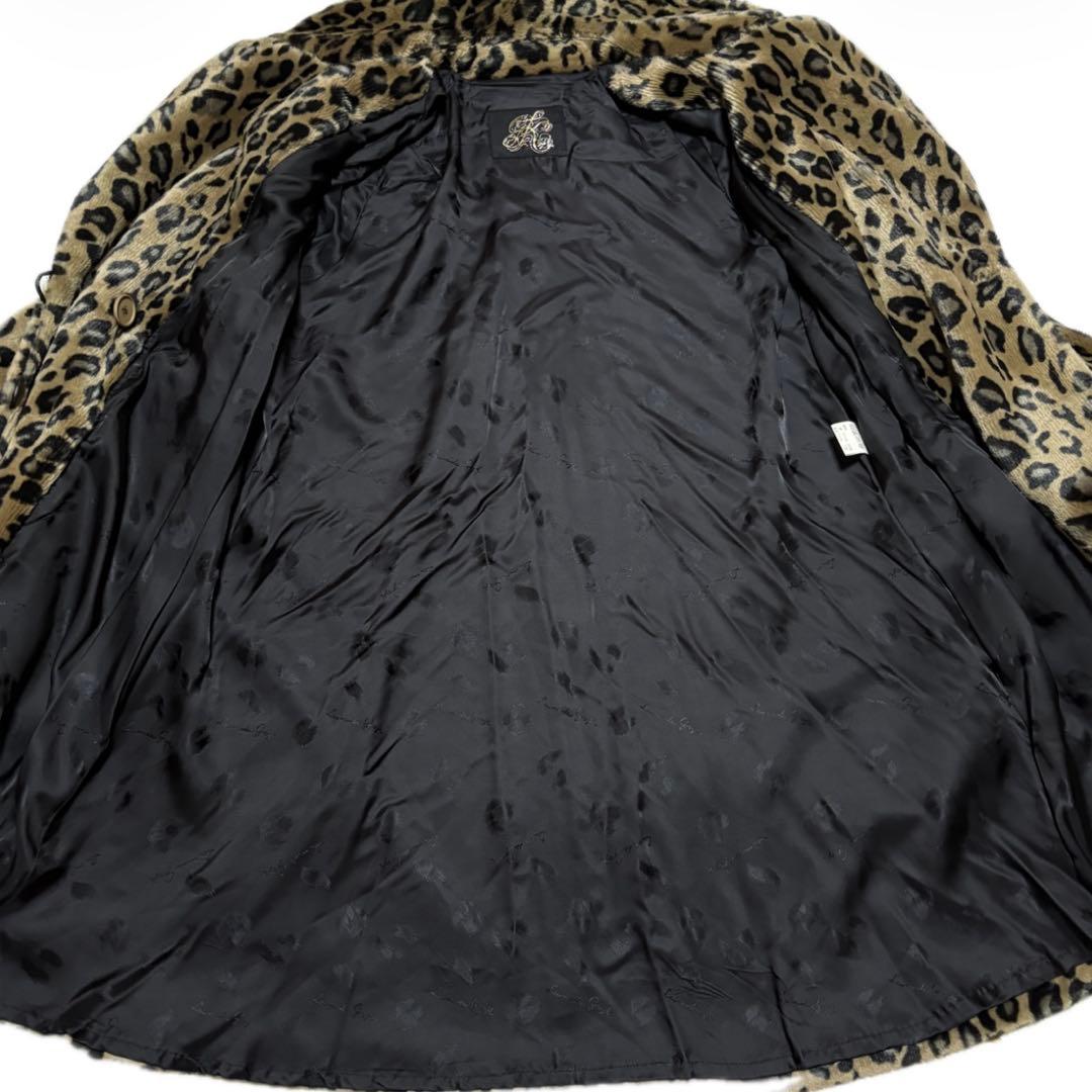 伊太利屋　レオパード柄 フェイクファーコート　ヒョウ柄アニマル　ロング　Aライン