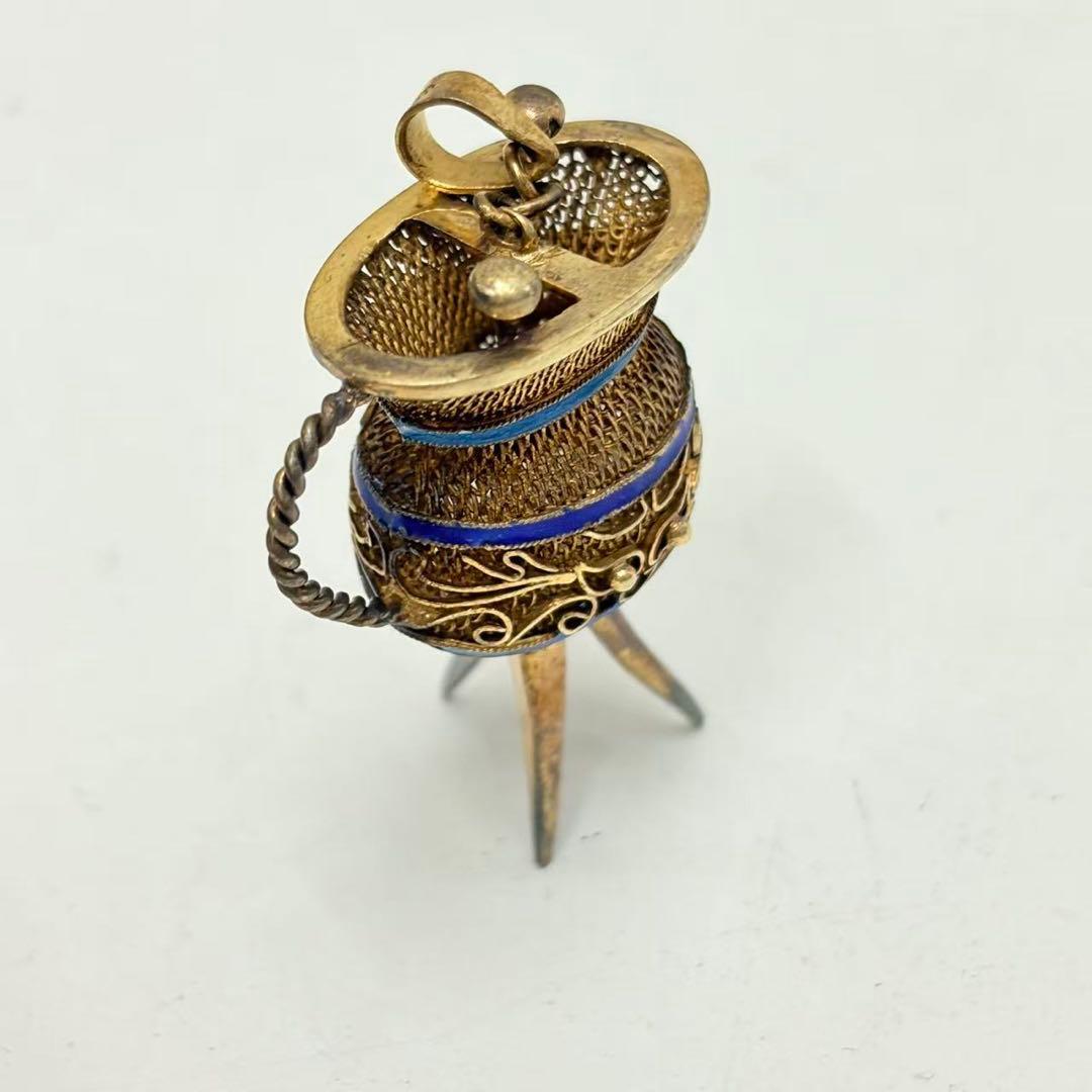 ヴィンテージ 1980年代 中国 SILVER 銀細工 七宝焼 ペンダント