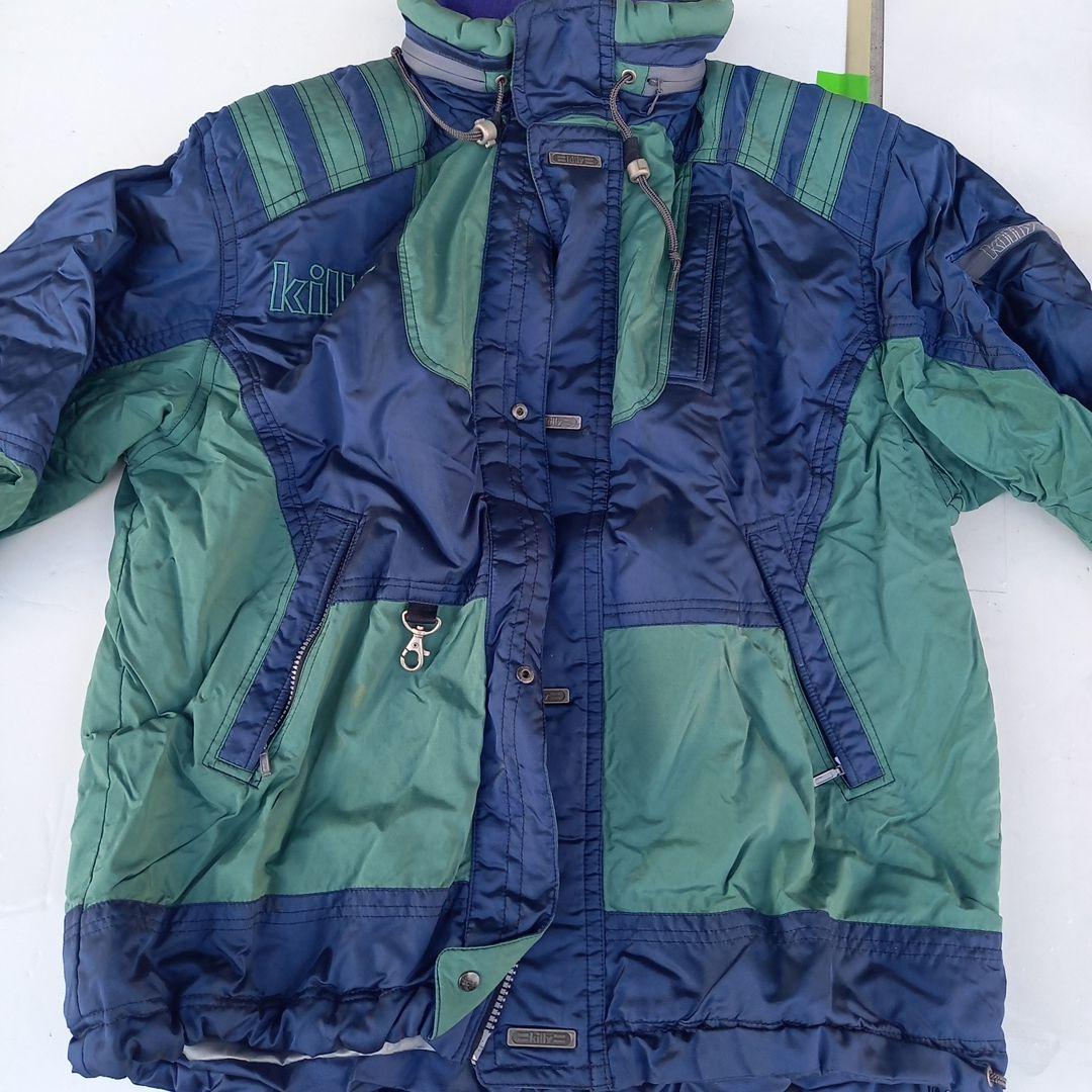 スキーウェア メンズ 緑と青のナイロン製