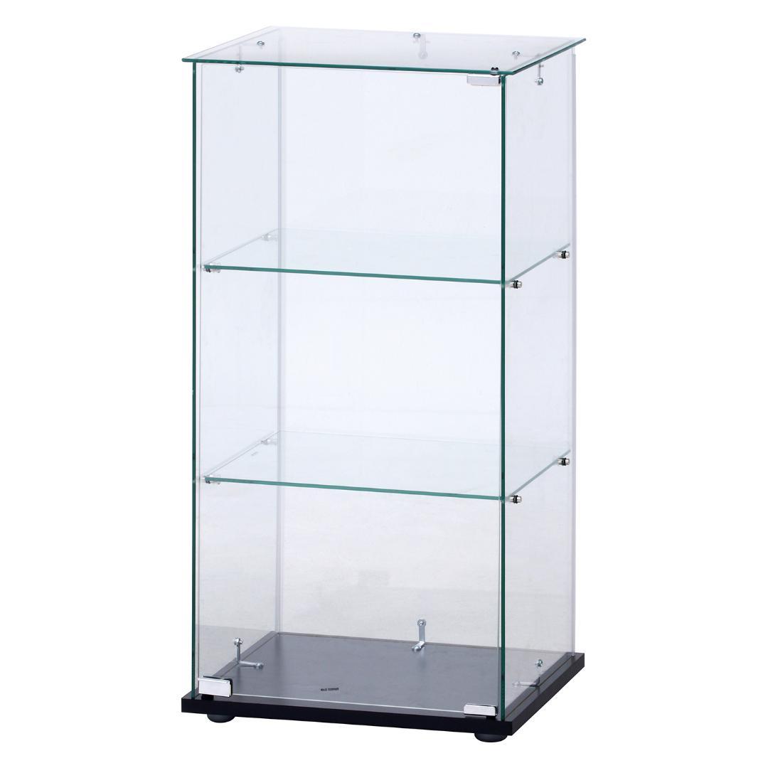 強化ガラス3段コレクションケース 360度全面ガラス W40