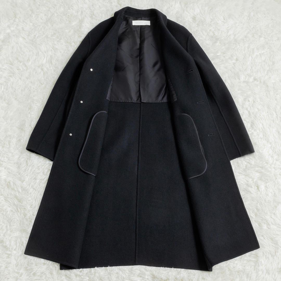 GALERIE VIE ウールカシミヤライトメルトン チェスターコート ネイビー