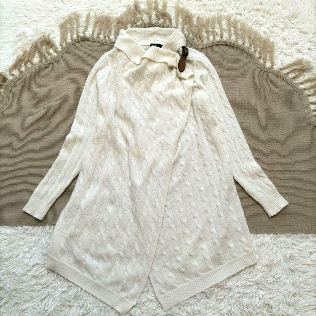 ポロ ラルフローレン 現行タグ　ニットポンチョ カシミア混　ケーブル　ベルト M