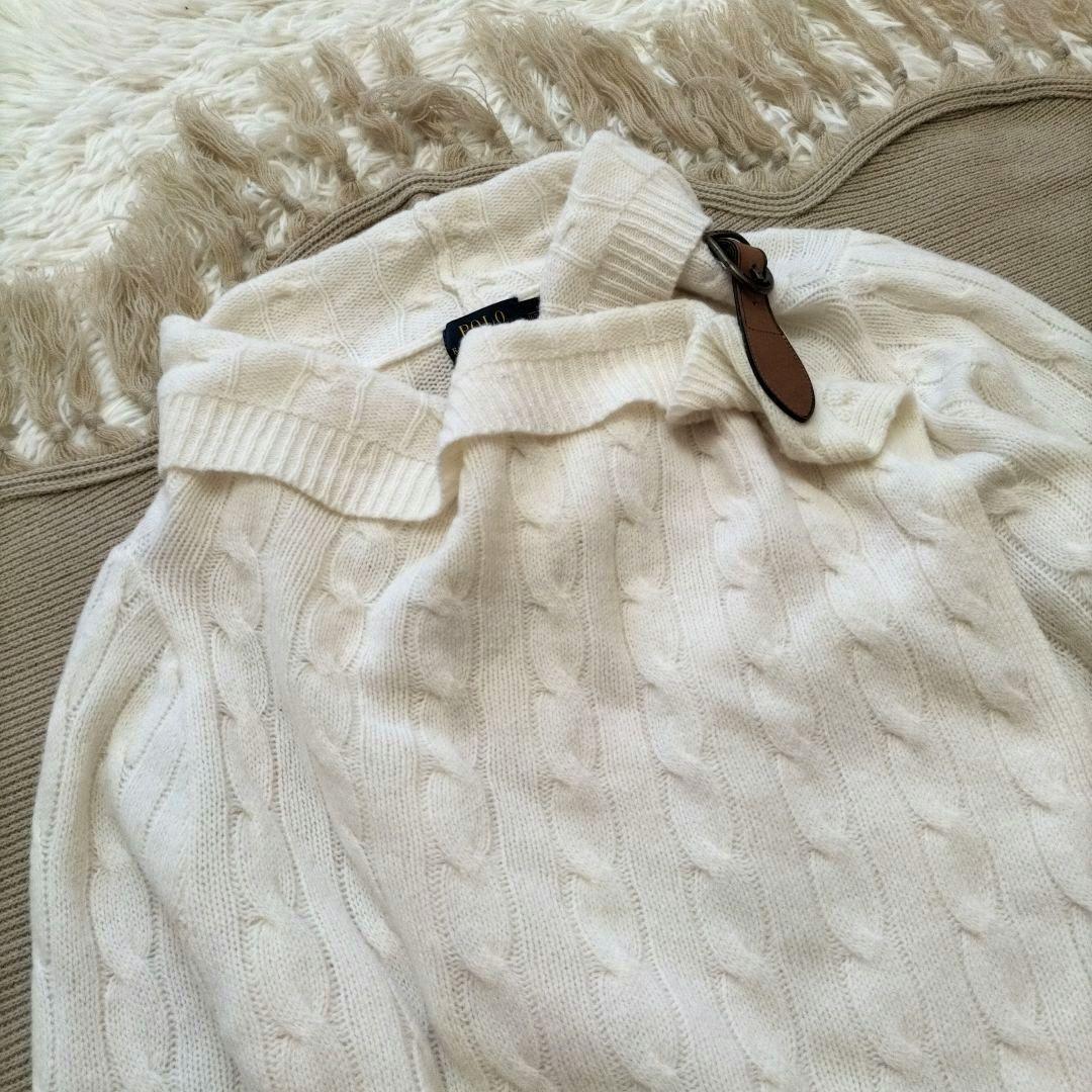 ポロ ラルフローレン 現行タグ　ニットポンチョ カシミア混　ケーブル　ベルト M