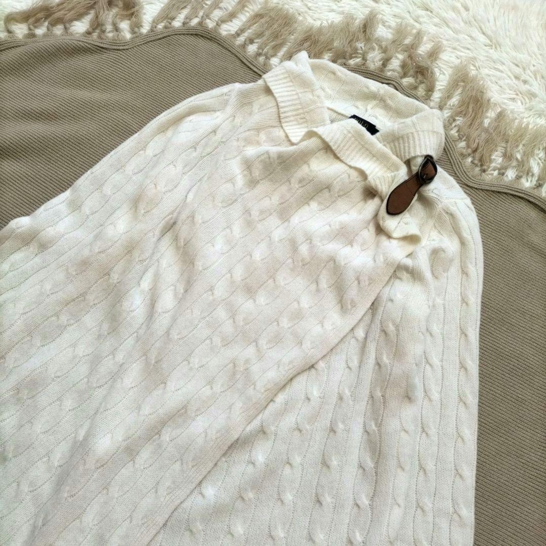 ポロ ラルフローレン 現行タグ　ニットポンチョ カシミア混　ケーブル　ベルト M