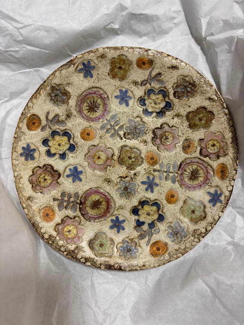 本田あつみ 花柄 陶器 大プレート ワイルドフラワーシリーズ