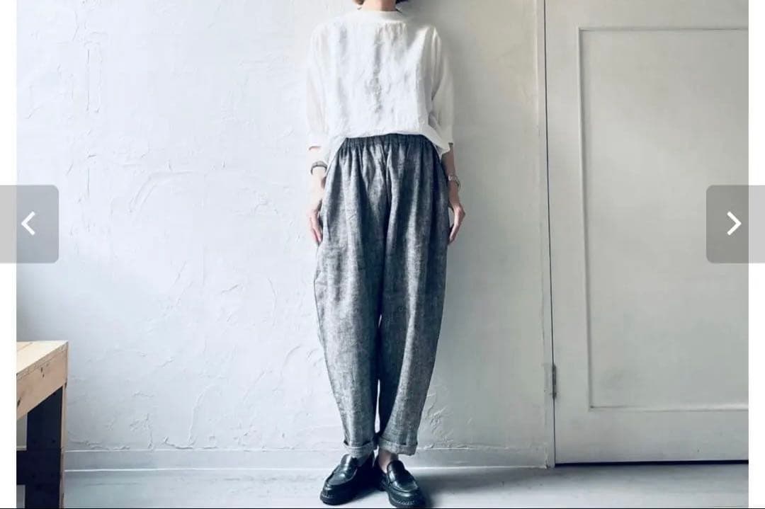 stjarna ilma リネンコクーンテーパードパンツ　クロップド丈90cm