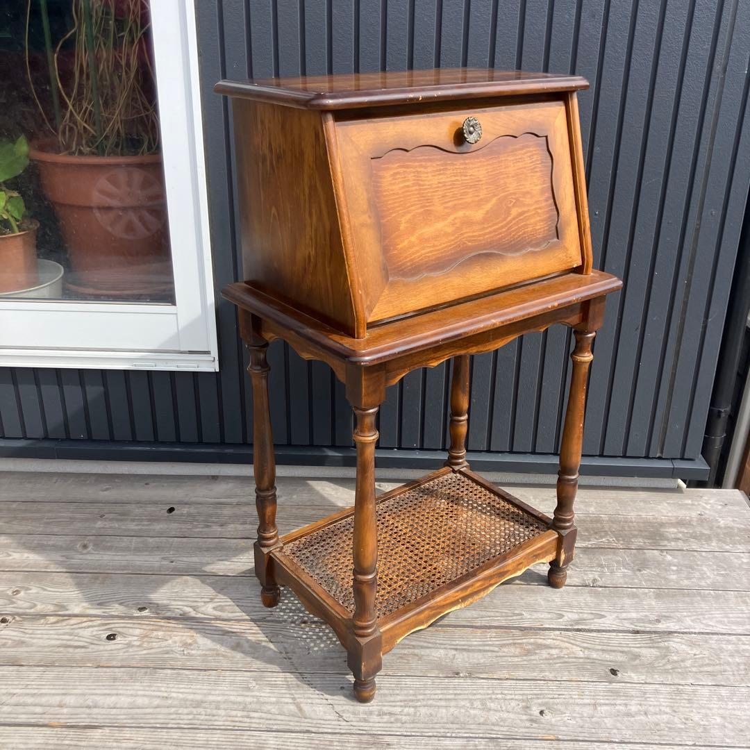 昭和レトロ カリモク コロニアル 木製 ライティングビューロ サイドボード