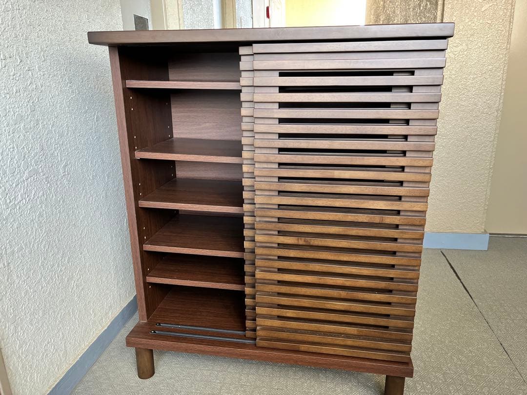 ニトリ　シューズボックス　80cm幅　ブラウン　靴箱　棚　茶色　モミジ