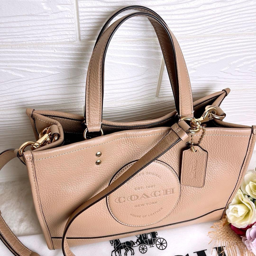 極美品☆COACHコーチ2wayショルダーバッグ ベージュ ゴールド金具.