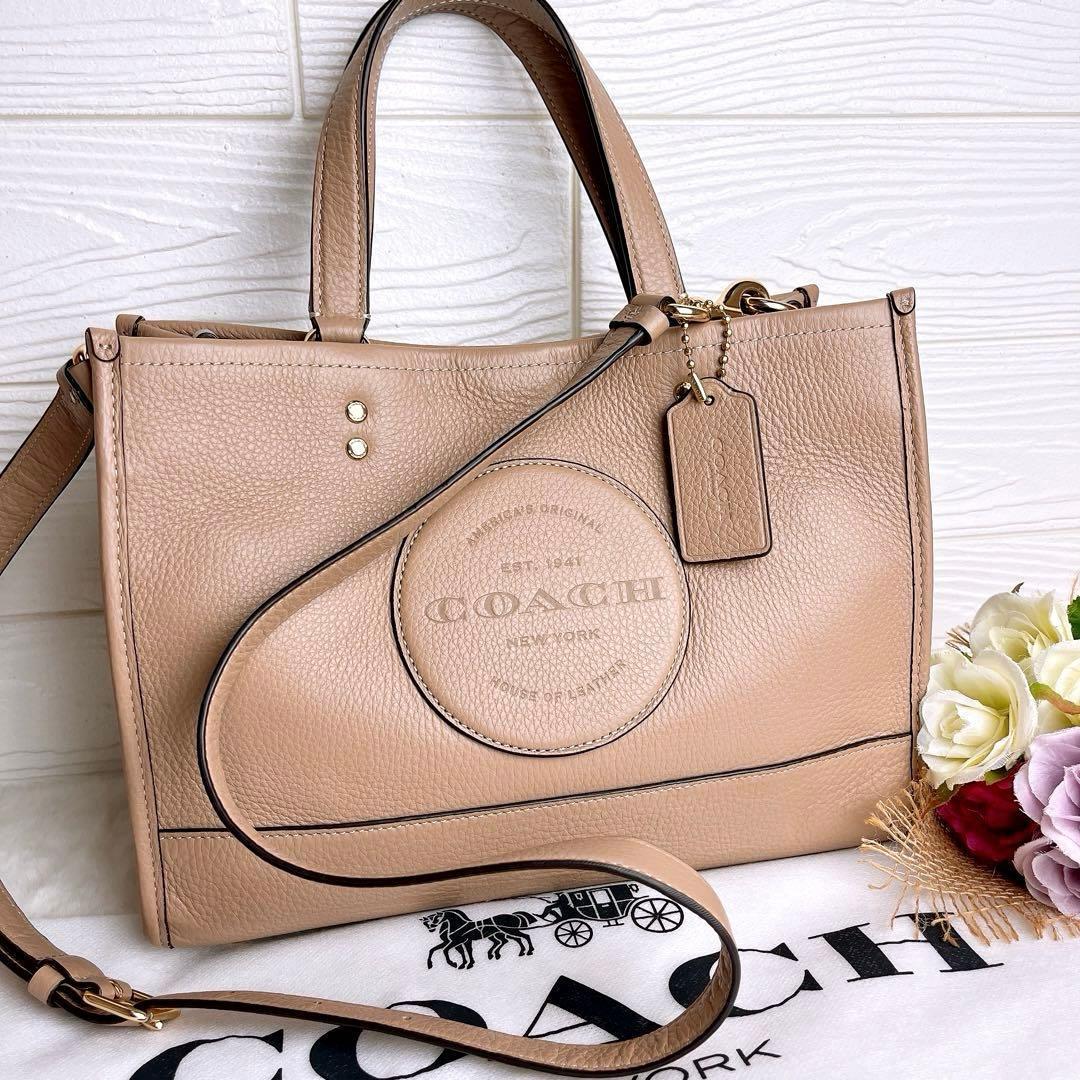 極美品☆COACHコーチ2wayショルダーバッグ ベージュ ゴールド金具.