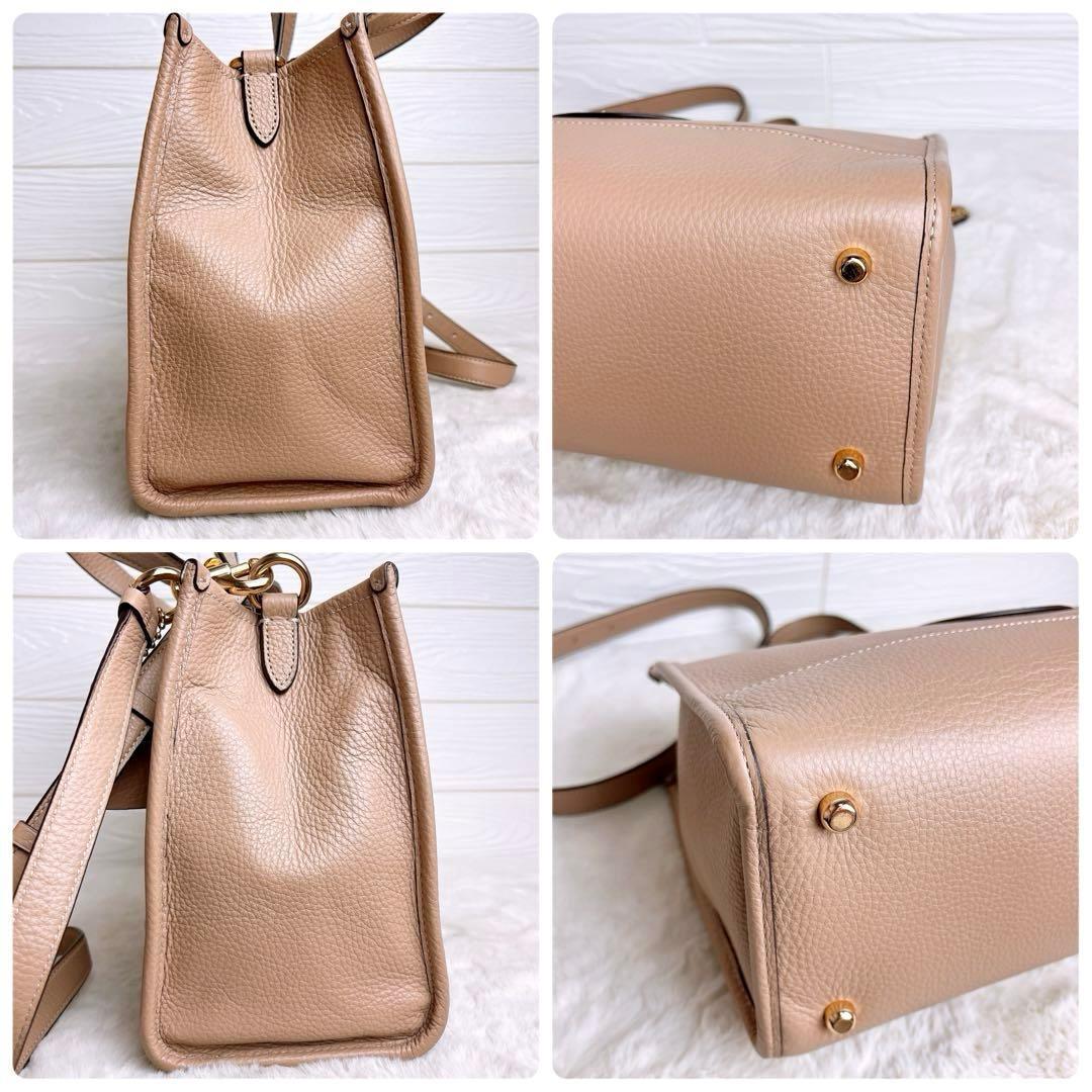 極美品☆COACHコーチ2wayショルダーバッグ ベージュ ゴールド金具.