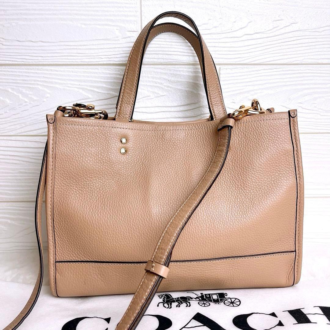 極美品☆COACHコーチ2wayショルダーバッグ ベージュ ゴールド金具.