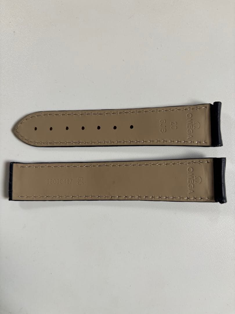 新品　オメガ 純正レザーベルト ネイビー 20mm