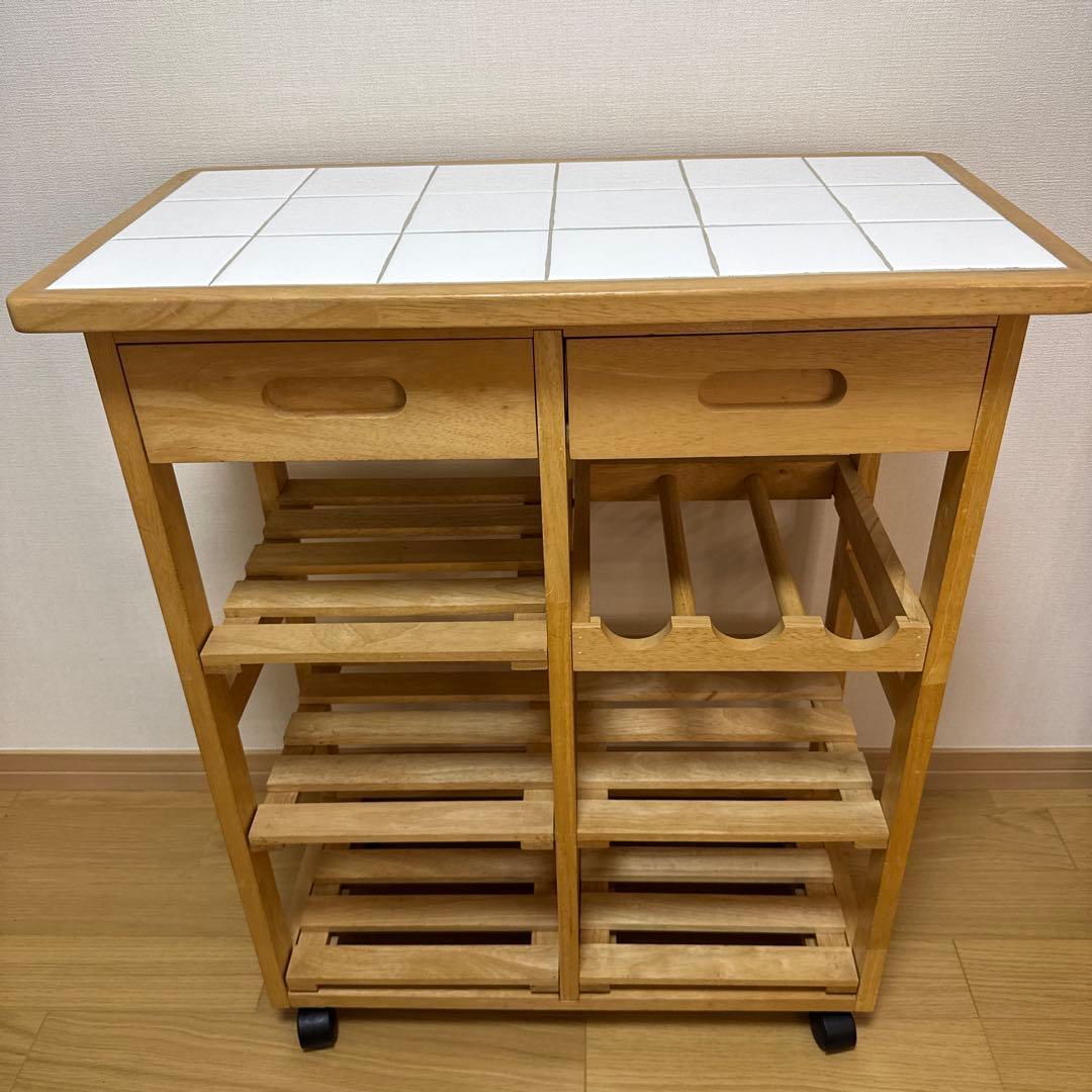 ⭐️断捨離セール⭐ カントリー調 木製キッチンワゴン キャスター付き