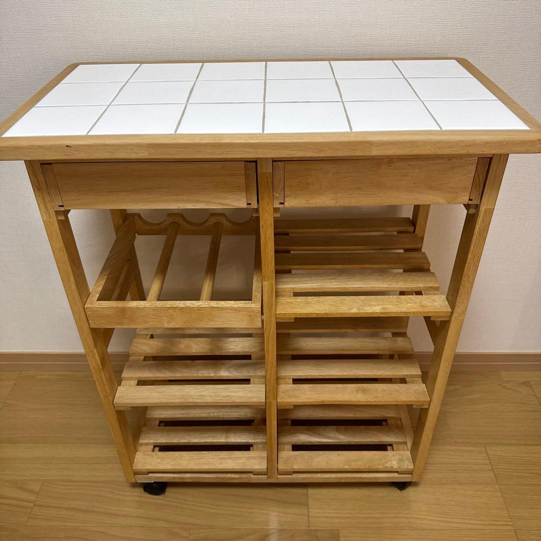 ⭐️断捨離セール⭐ カントリー調 木製キッチンワゴン キャスター付き