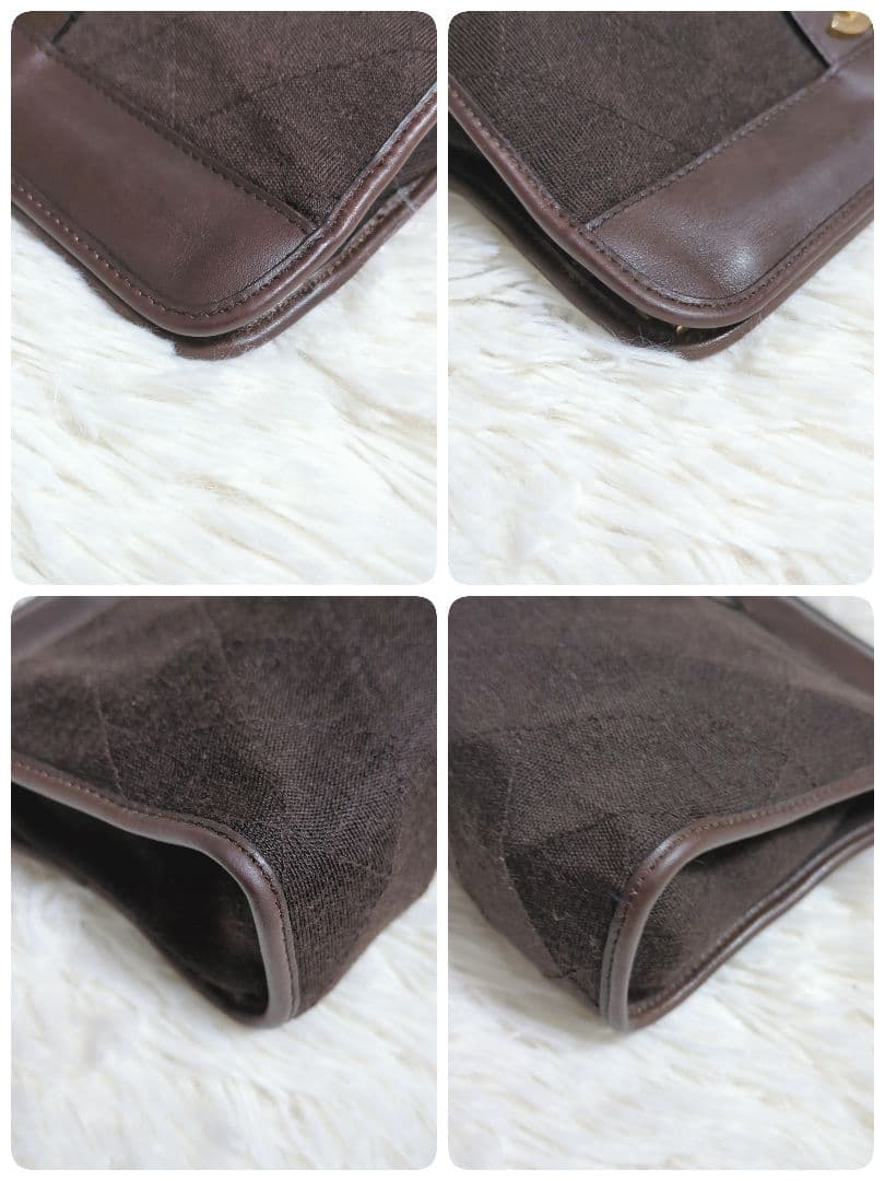 【美品】シャネル☆CHANEL クラッチバッグ ココマーク コットン ブラウン