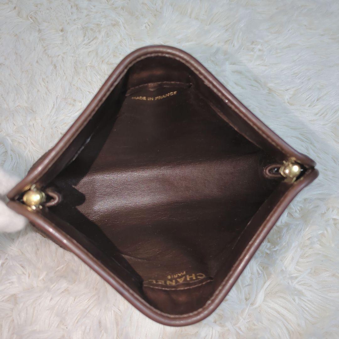 【美品】シャネル☆CHANEL クラッチバッグ ココマーク コットン ブラウン