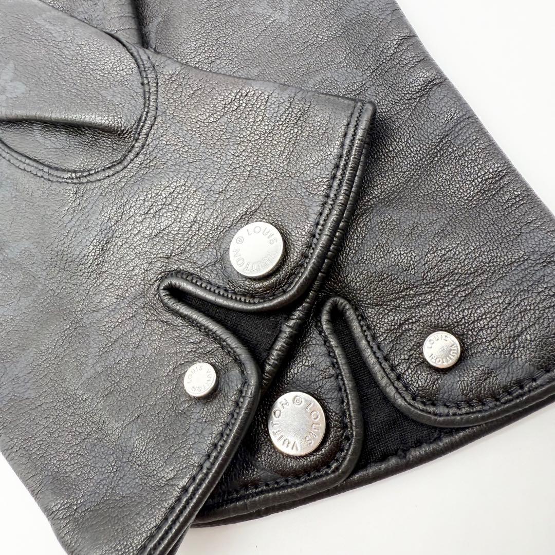 美品 ルイヴィトン モノグラム エクリプス レザーグローブ 黒 保存袋付き