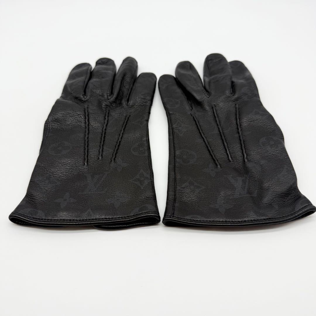 美品 ルイヴィトン モノグラム エクリプス レザーグローブ 黒 保存袋付き