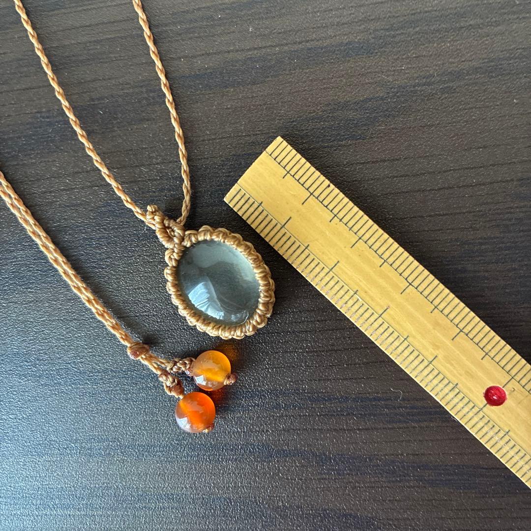 天然石オーバル型レモンクォーツペンダントネックレス