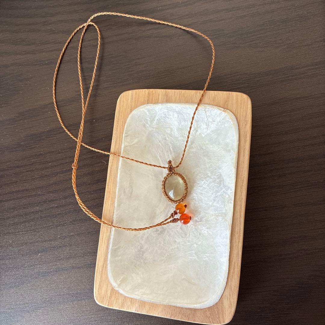 天然石オーバル型レモンクォーツペンダントネックレス