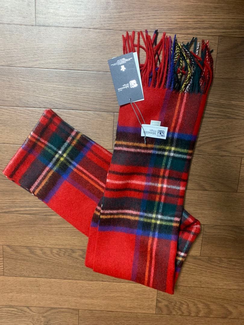 メ*ル様 中判ジョンストンズ カシミヤ 100%マフラー ロイヤルスチュワート