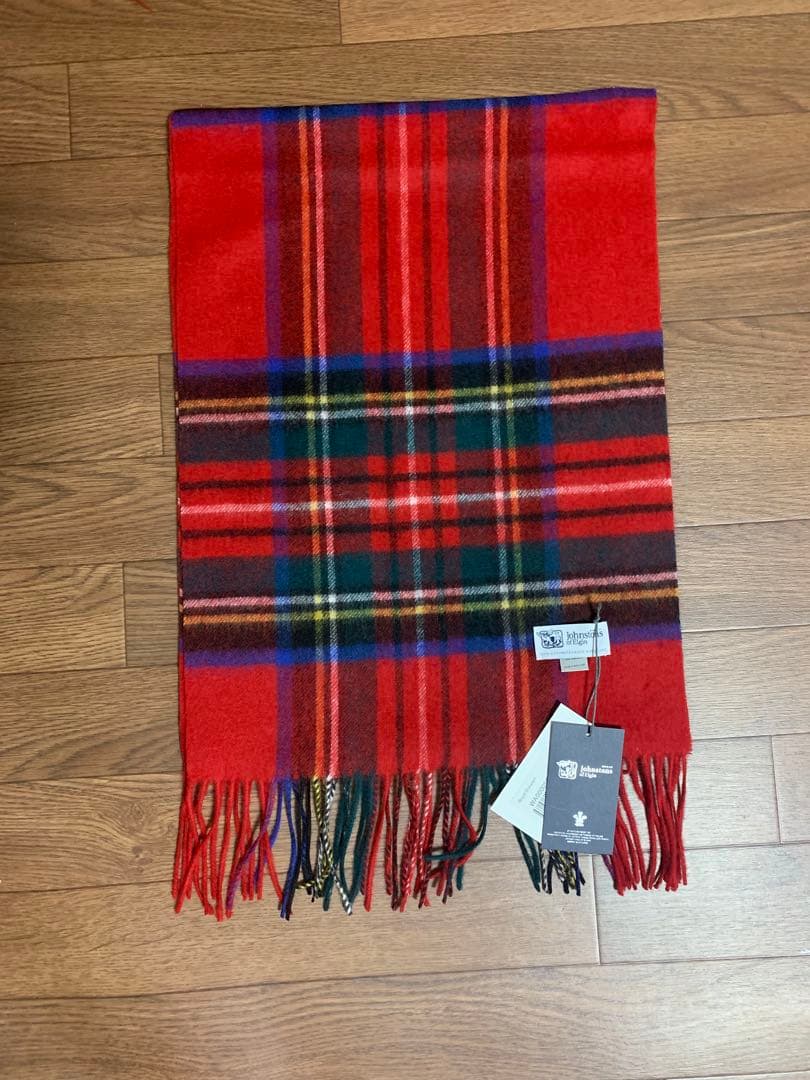 メ*ル様 中判ジョンストンズ カシミヤ 100%マフラー ロイヤルスチュワート