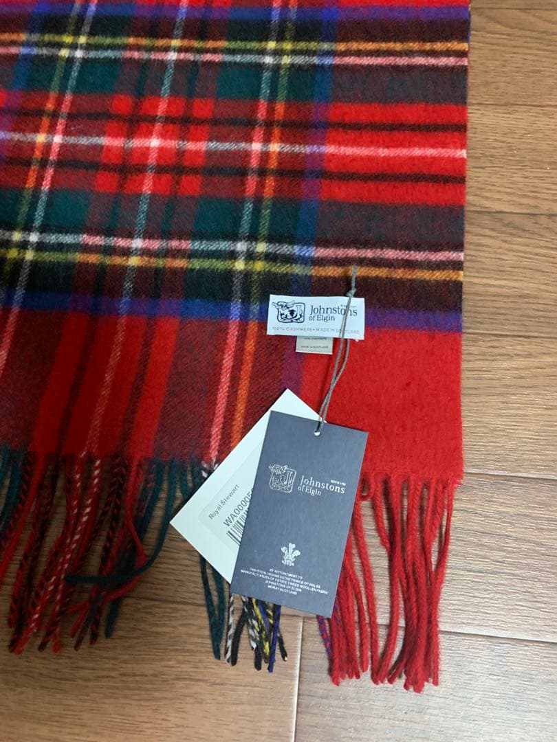 メ*ル様 中判ジョンストンズ カシミヤ 100%マフラー ロイヤルスチュワート