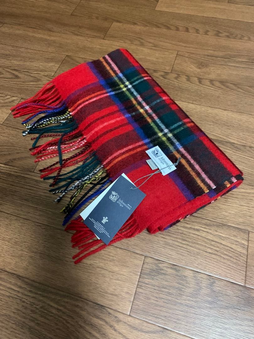 メ*ル様 中判ジョンストンズ カシミヤ 100%マフラー ロイヤルスチュワート