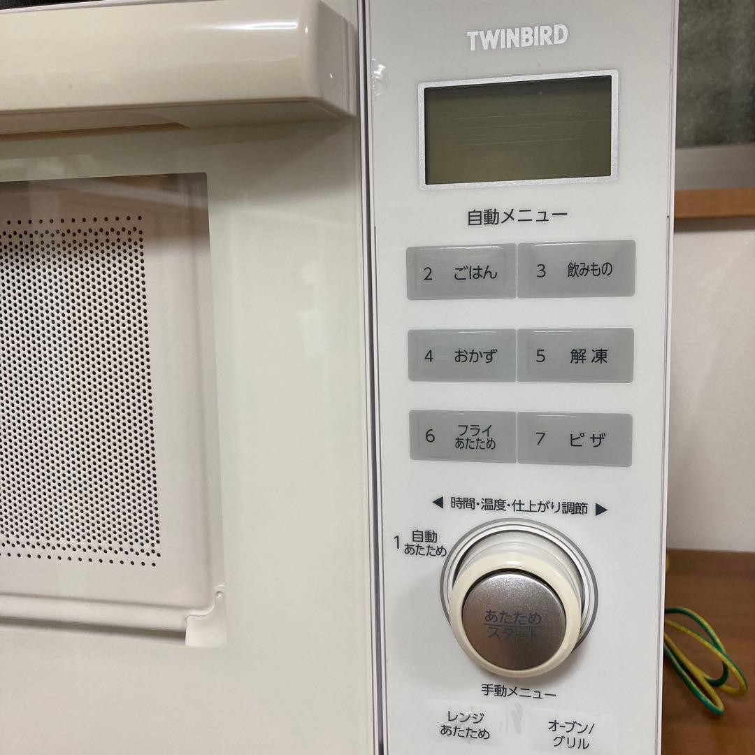 ツインバード DR-E852W オーブンレンジ 白 フラットテーブル 18L